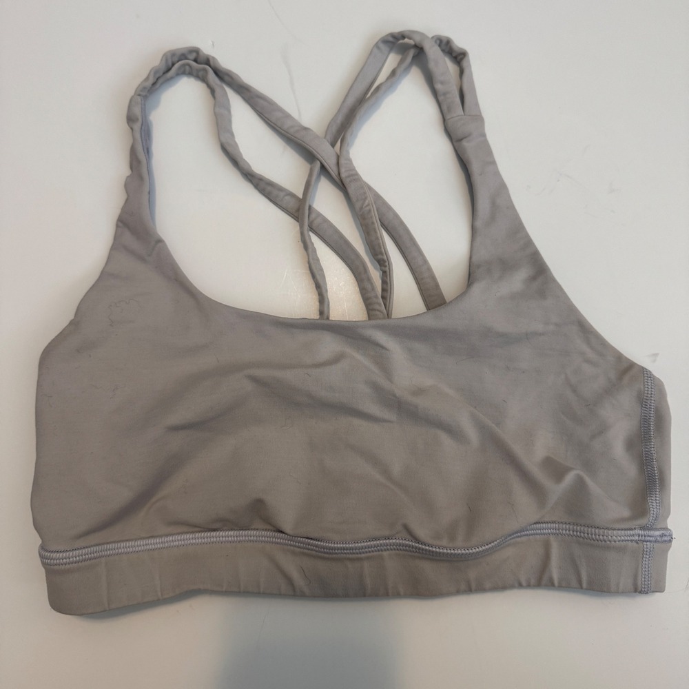 Lululemon Free To Be Wild Strappy Sports Bra Grey Lavender Size 6 W2540S